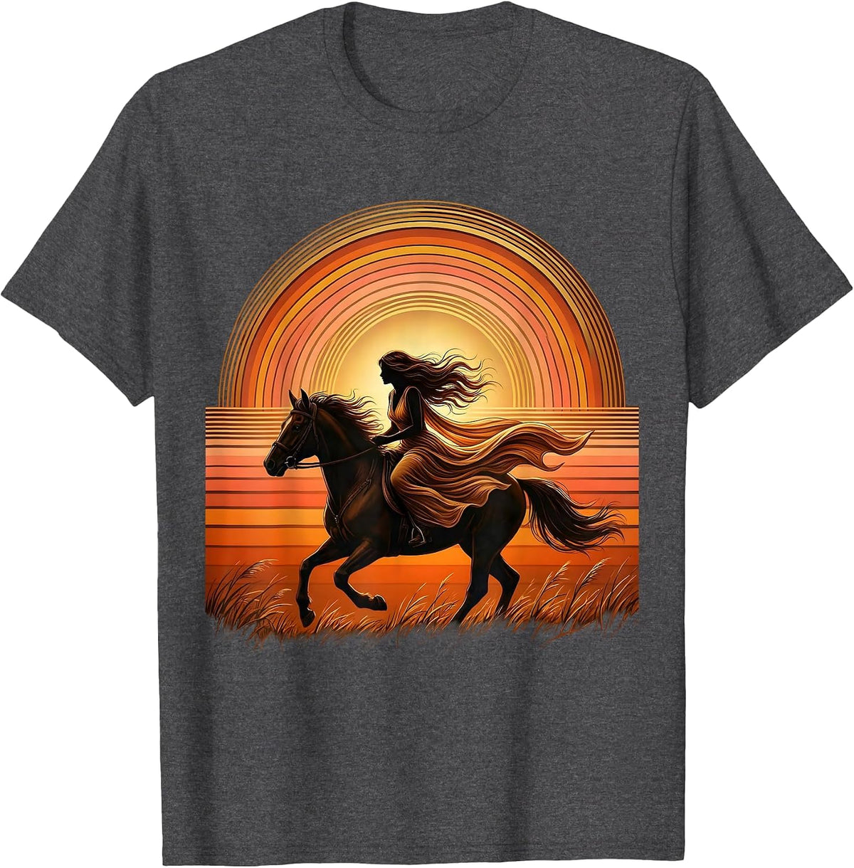 Men's Wild and Free Horse Rider Graphic Design T-Shirt - Dark Heather Grey