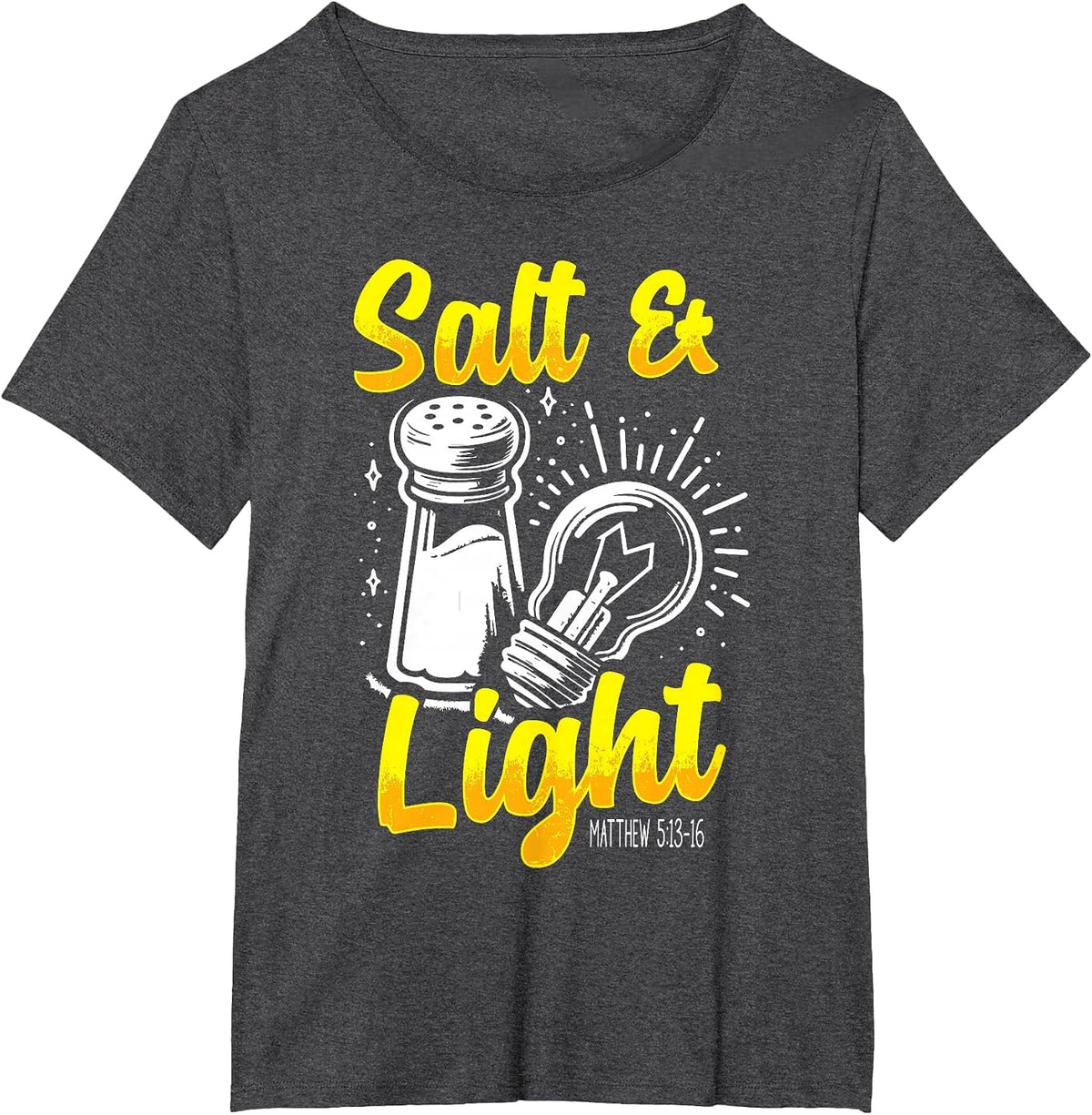 Salt & Light Bible Verse Matthew 5:13-16 Christian Value T-Shirt - Dark Heather Grey