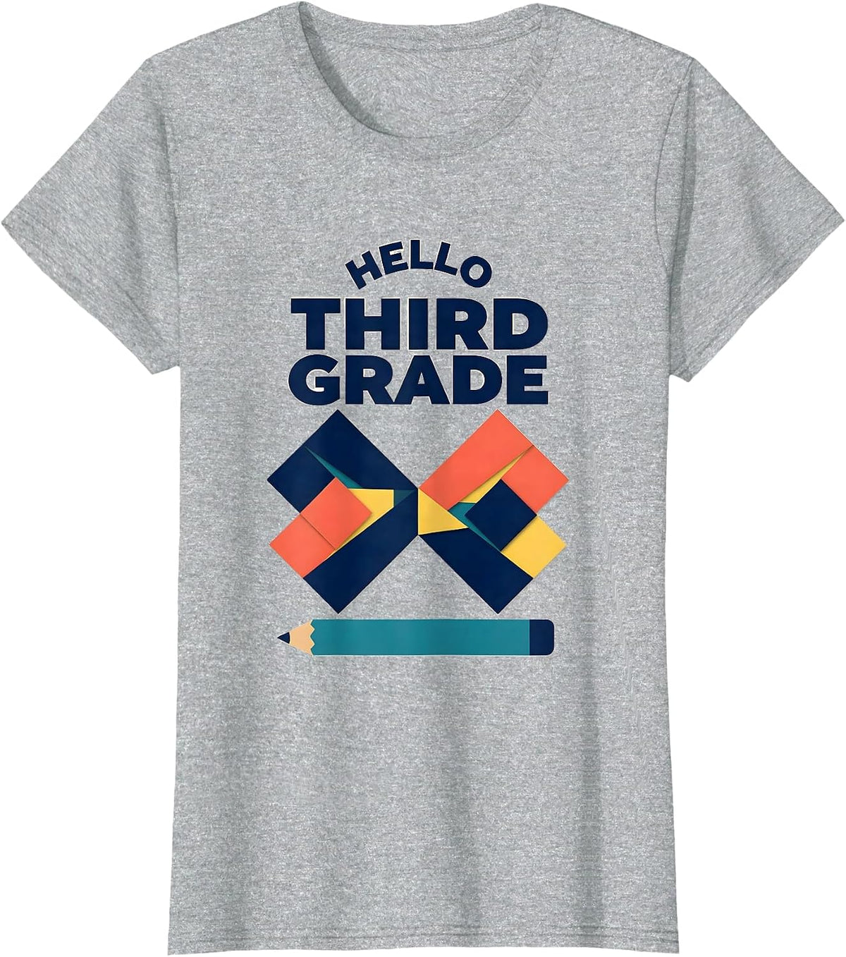 Hello Third Grade Cute Coquette Bow Back to School T-Shirt - Heather Grey