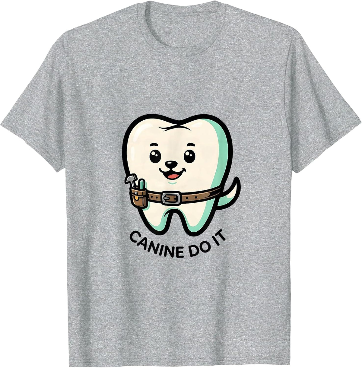 Men's Canine Do It Cute Kawaii Dental Hygienist Funny Dental Pun T-Shirt - Heather Grey
