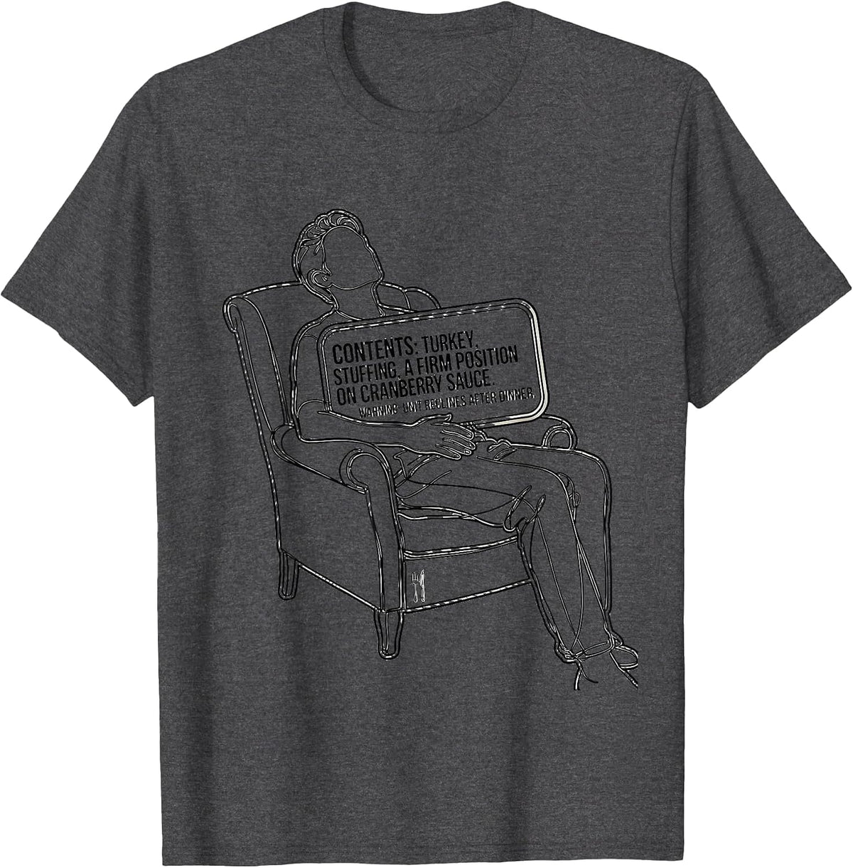 Thanksgiving Nutrition Facts Turkey Stuffing Cranberry Sauce T-Shirt - Dark Heather Grey