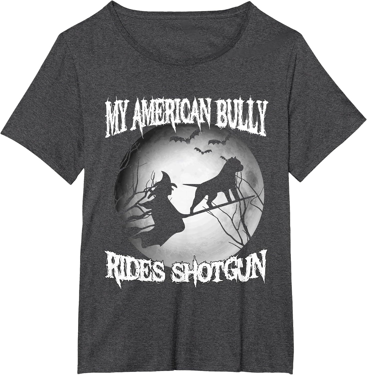 My American Bully Rides Shotgun Halloween Shirt T-Shirt - Dark Heather Grey