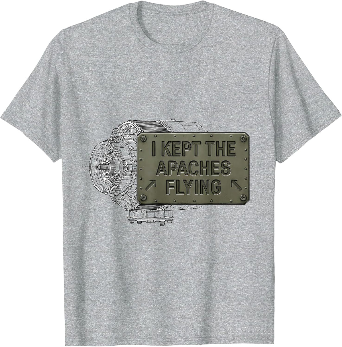 Men's I Kept The Apaches Flying Military Veteran Helicopter Pilot T-Shirt - Heather Grey