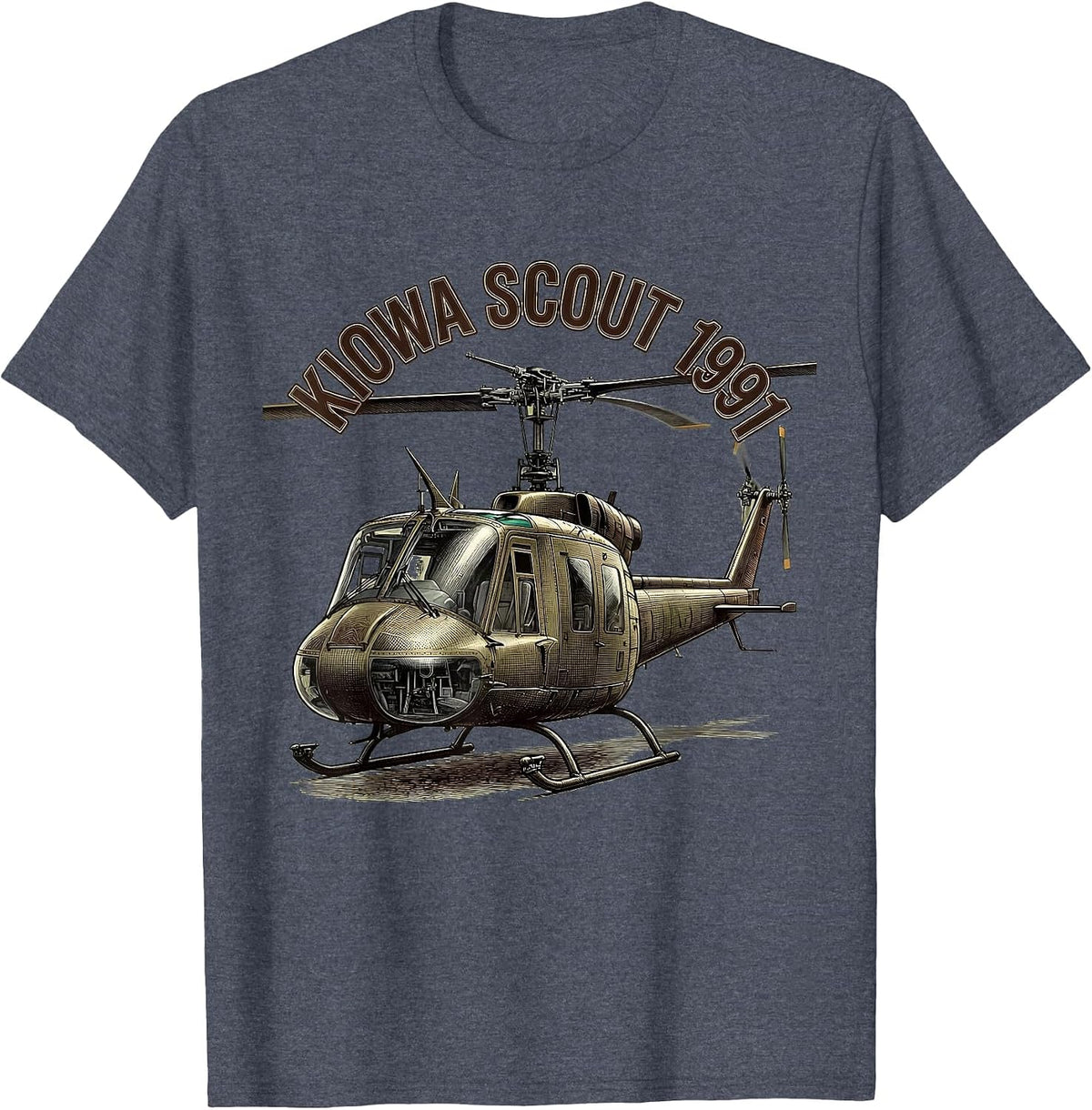Kiowa Scout 1991 Military Helicopter Veteran Pilot Gift T-Shirt - Heather Blue