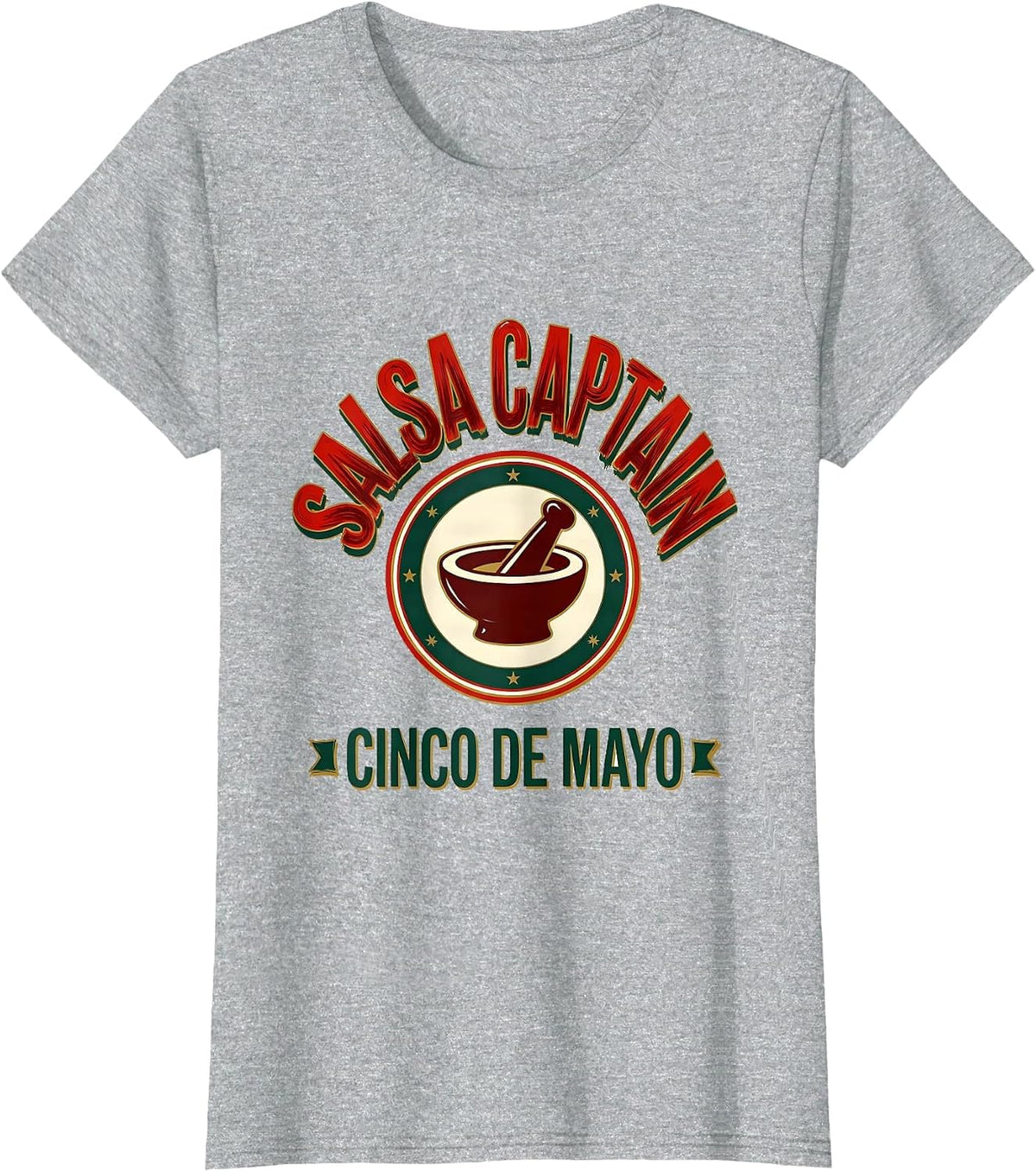 Salsa Captain Cinco de Mayo Mexican Party Humor T-Shirt - Heather Grey