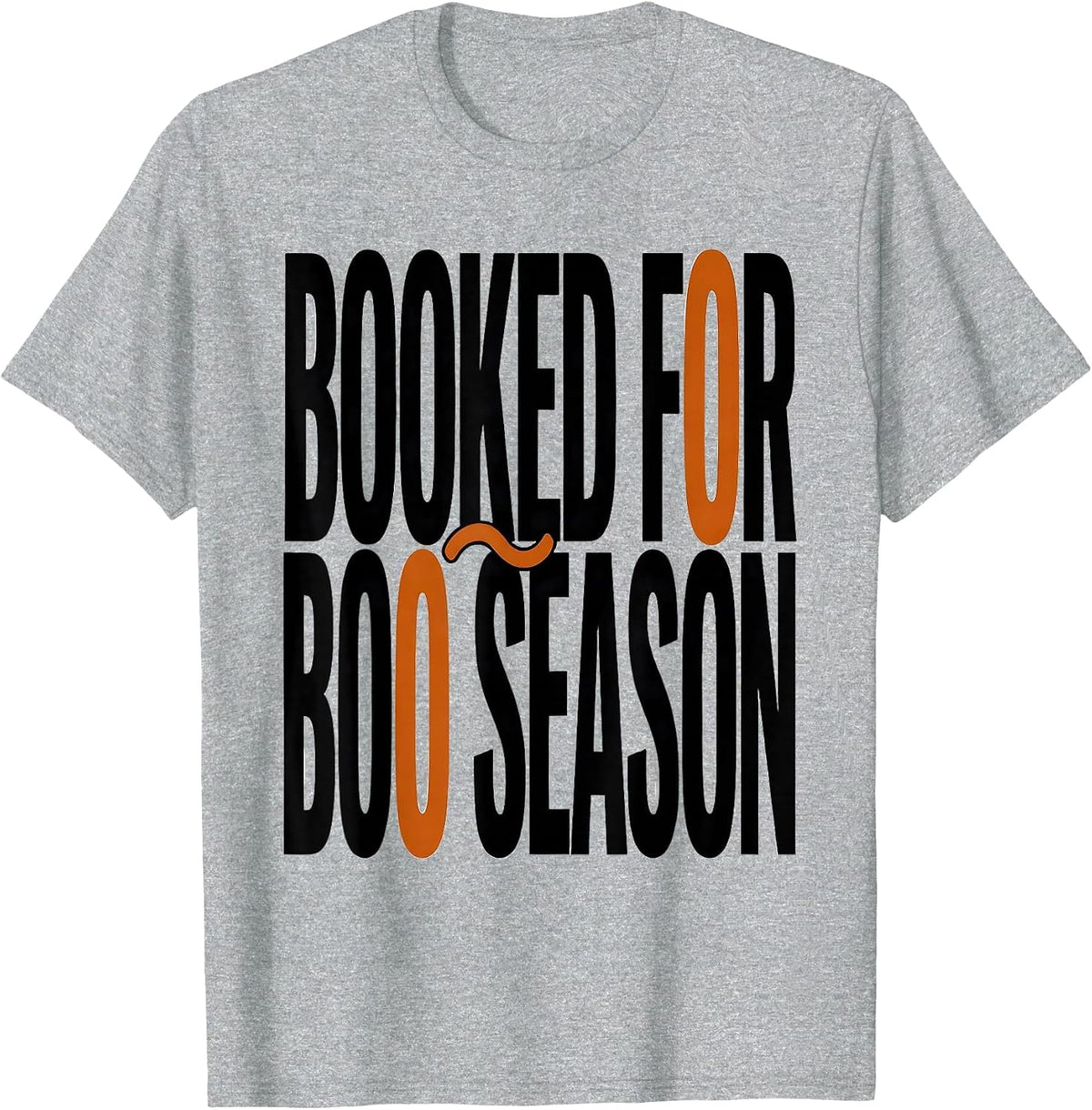 Men's Booked For Boo Season Cute Ghost Book Lover Halloween Humor T-Shirt - Heather Grey