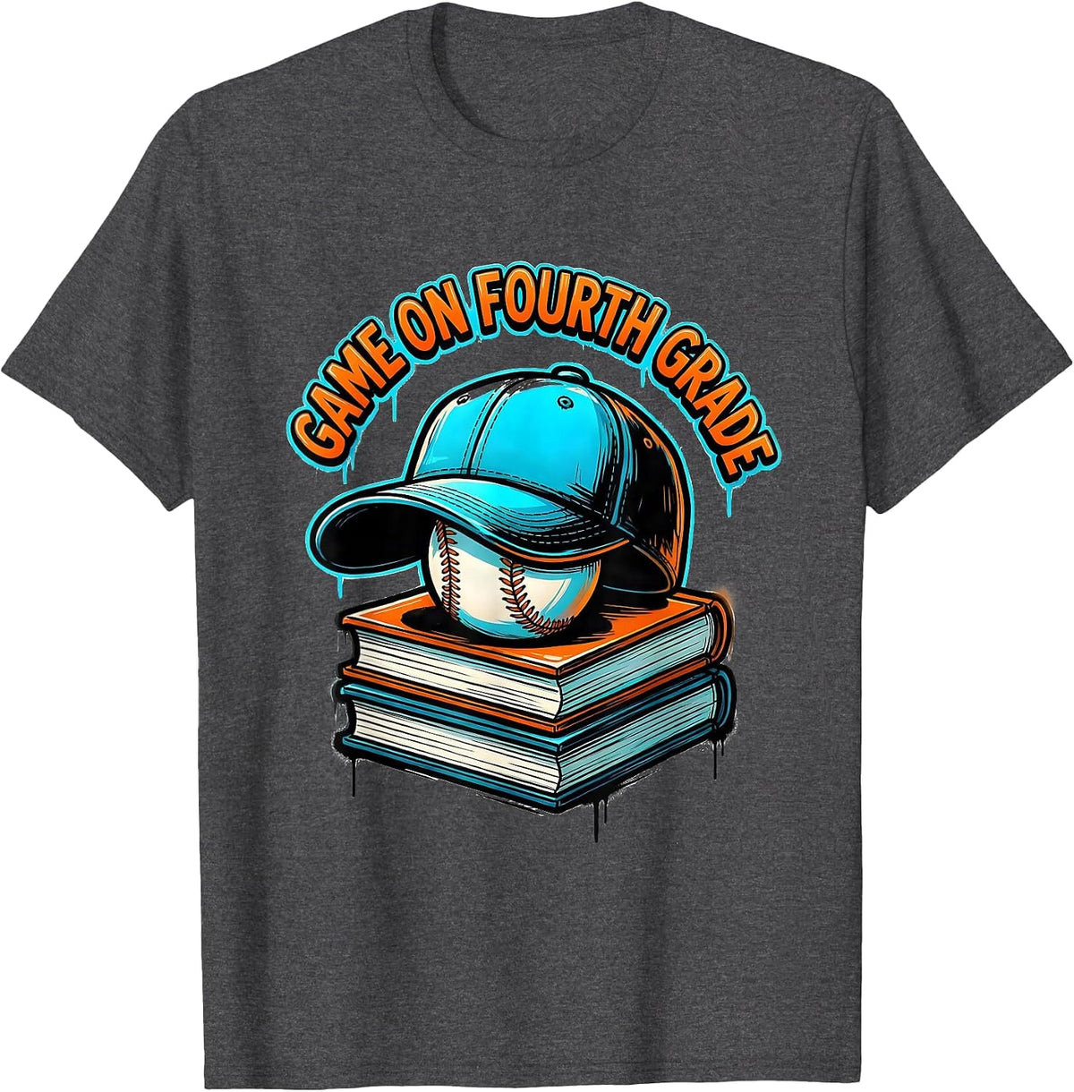 Men's Game On Fourth Grade Back To School Baseball Drip for Boys T-Shirt - Dark Heather Grey