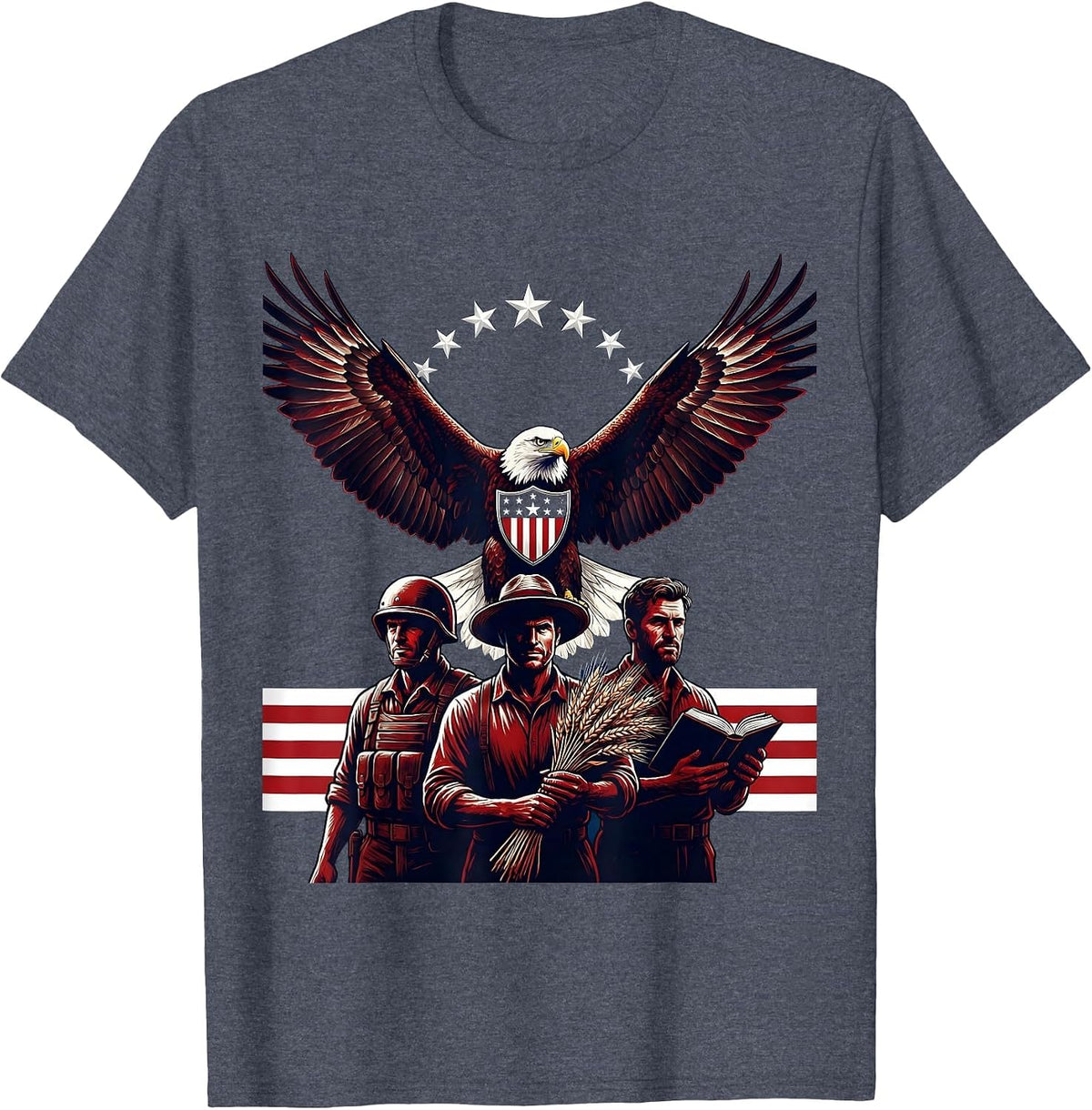 We The People Soldier Farmer Teacher Unity Design T-Shirt - Heather Blue