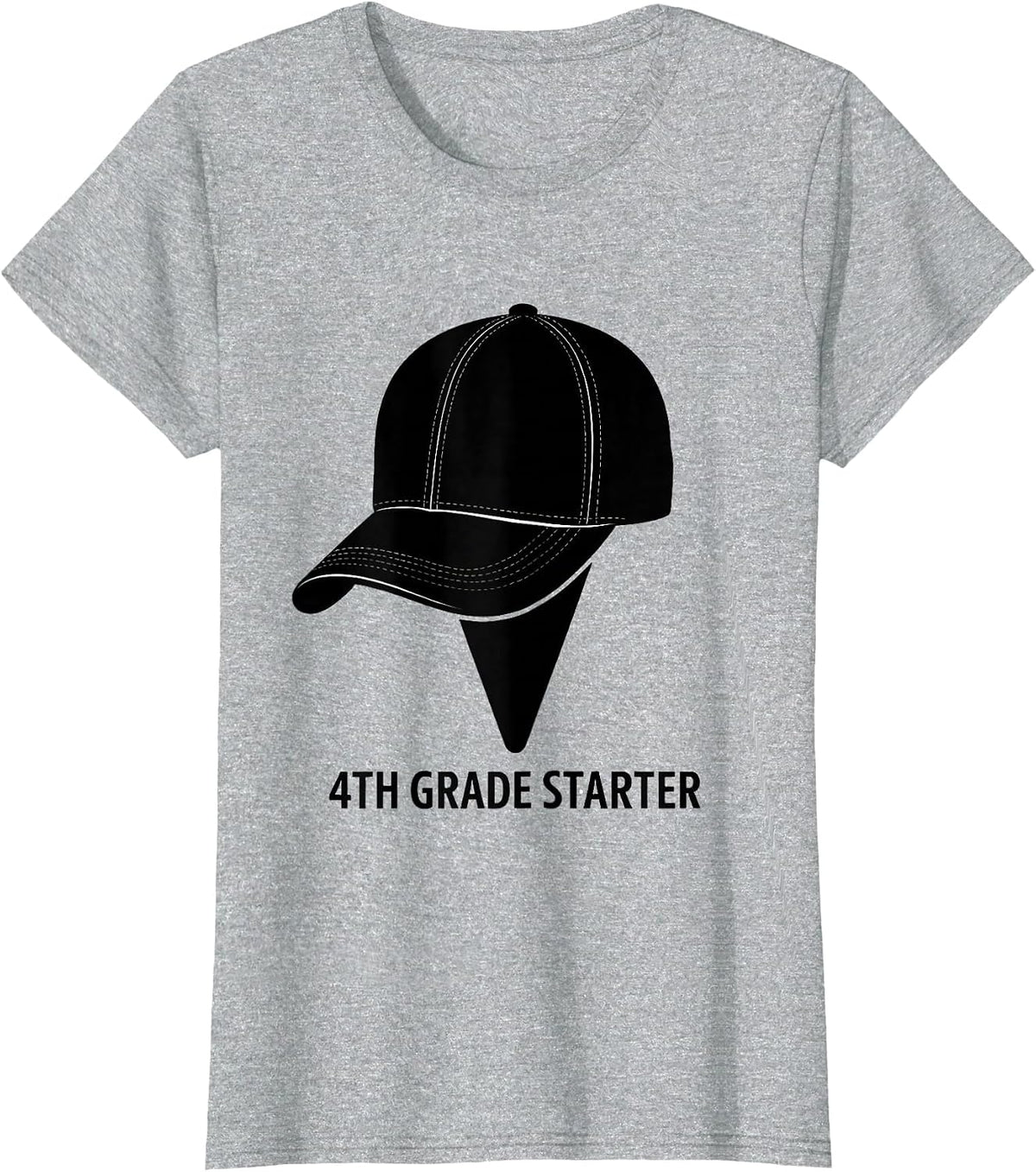 Women's 4th Grade Starter Back To School Baseball Ice Cream Game T-Shirt - Heather Grey