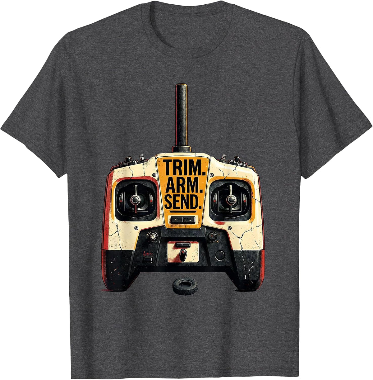 Trim Arm Send Distressed Vintage RC Racing Drag Strip T-Shirt - Dark Heather Grey