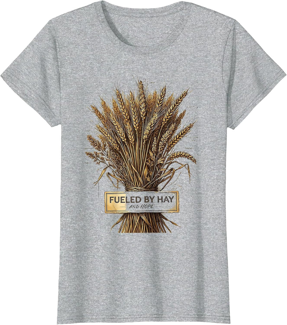 Fueled by Hay and Hope Horse Lover Design T-Shirt - Heather Grey