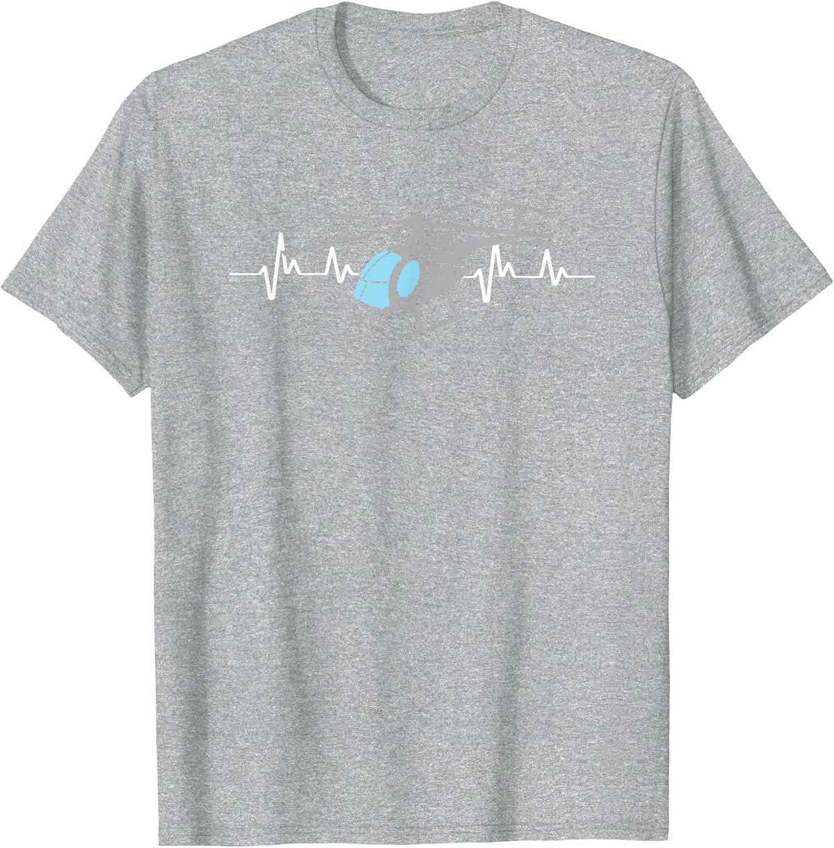 MD 500 Helicopter Pilot Heartbeat Hughes Fly T-Shirt - Heather Grey