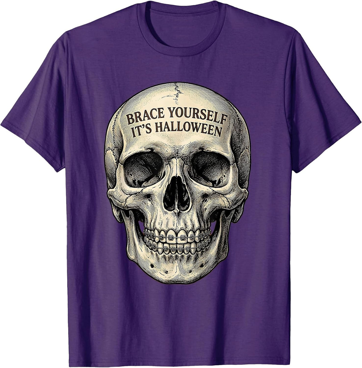 Brace Yourself It's Halloween Dental Design T-Shirt - Purple