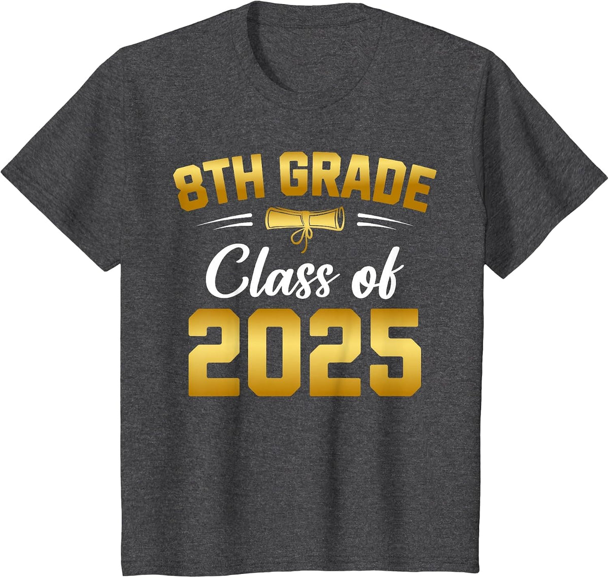 8th Grade Class of 2025 Graduate Student School Graduation T-Shirt - Dark Heather Grey