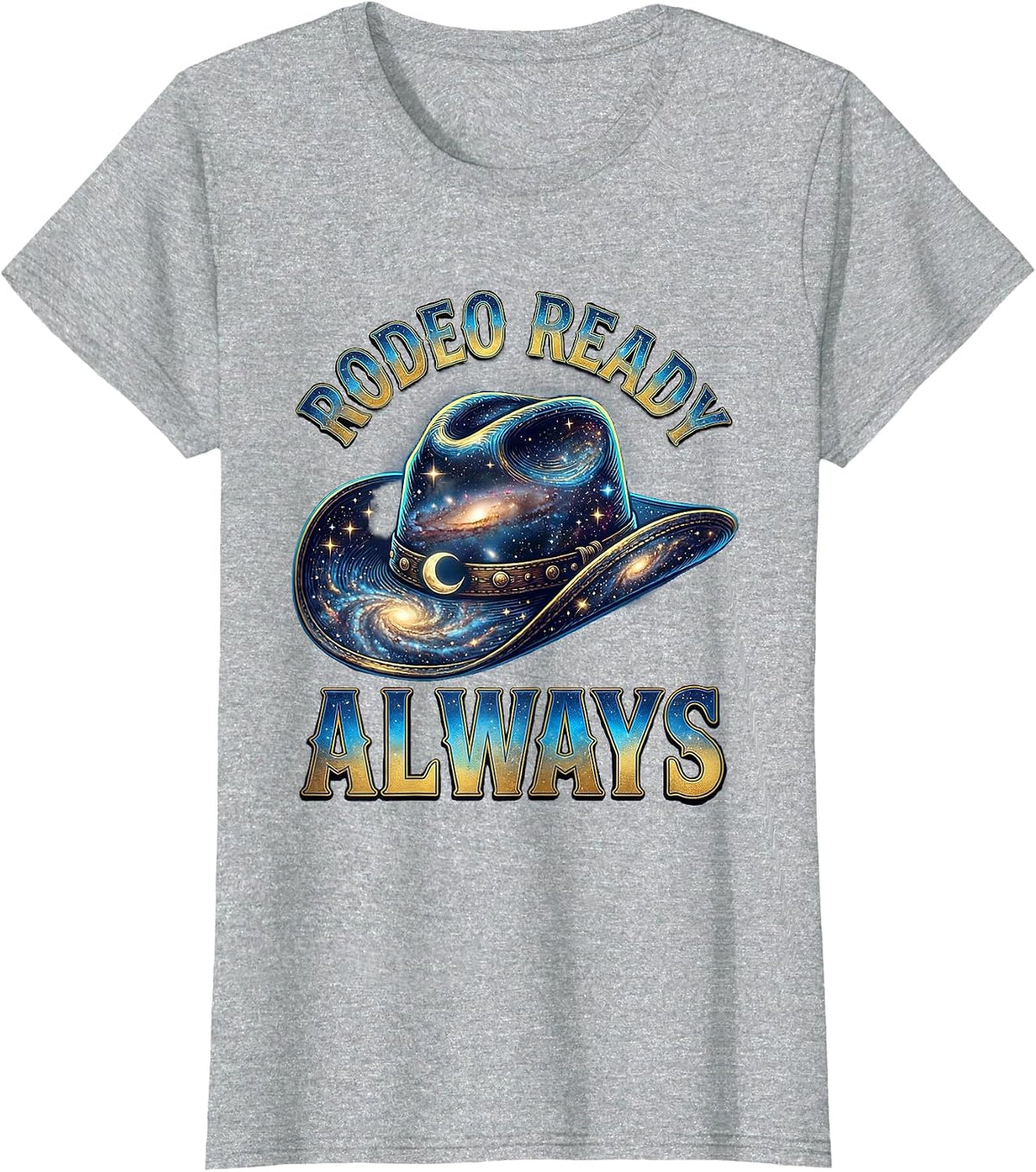 Rodeo Ready Always Cowboy Design T-Shirt - Heather Grey