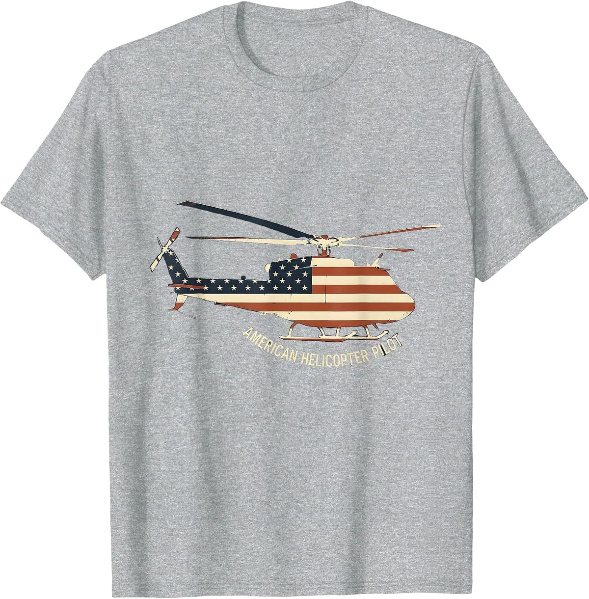 Men's American Helicopter Pilot Patriotic Military Veteran Gift T-Shirt - Heather Grey