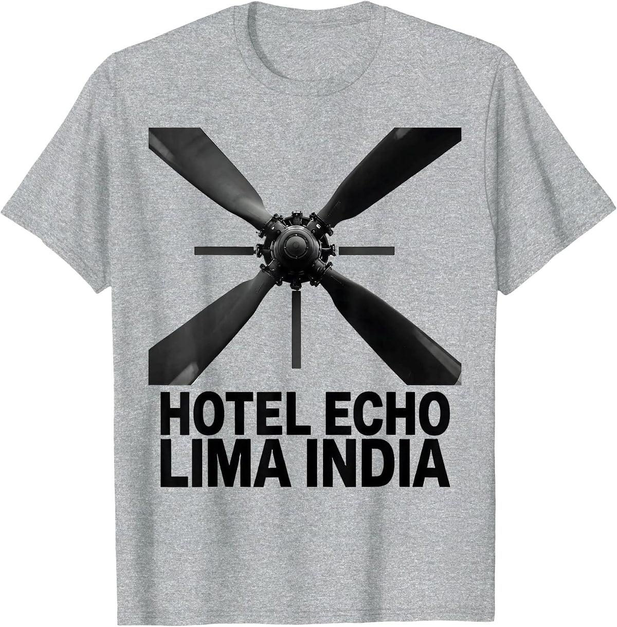Men's Hotel Echo Lima India Monochromatic Phonetic Alphabet Pilot T-Shirt - Heather Grey