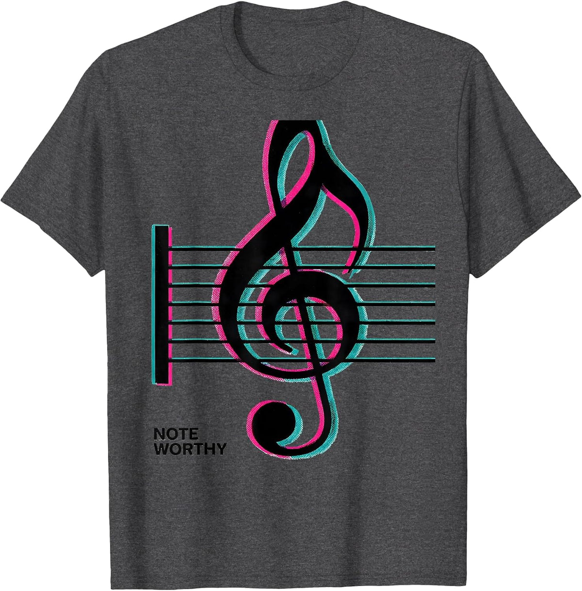Note Worthy Risograph Funny Music Lover Gift For Musicians T-Shirt - Dark Heather Grey