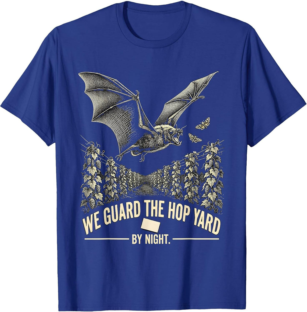 We Guard The Hop Yard By Night Vintage Bat Lover Wildlife T-Shirt - Royal Blue