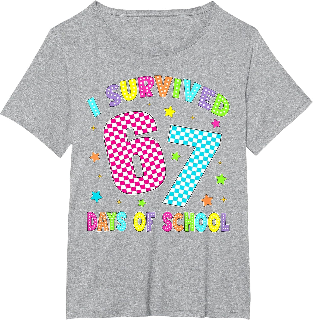 I Survived 67 Days of School Six Seven 67 Meme Slang Kids T-Shirt - Heather Grey