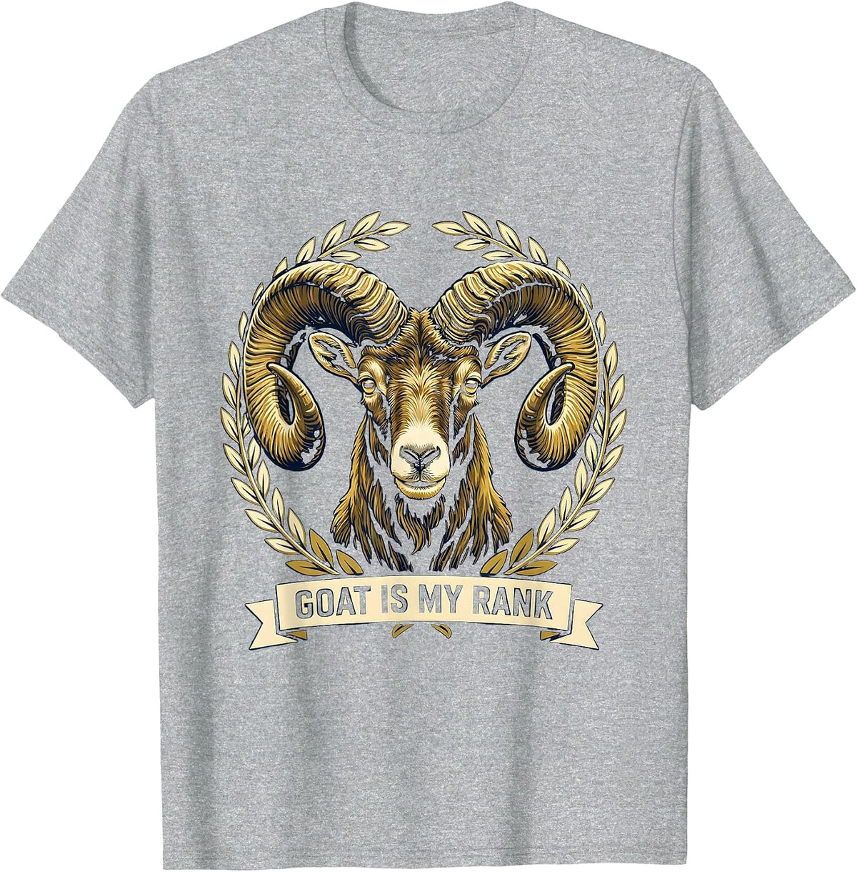 Men's GOAT Is My Rank Funny Goat Lover Sports Fan Humor T-Shirt - Heather Grey