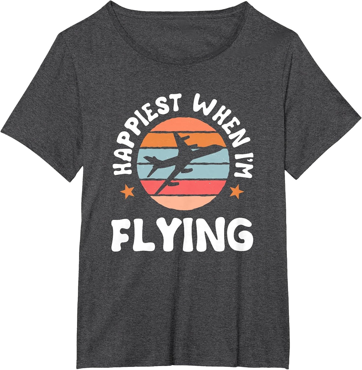 Pilot Flying Retro Aviator Airman Airwoman Aircraft Airplane T-Shirt - Dark Heather Grey