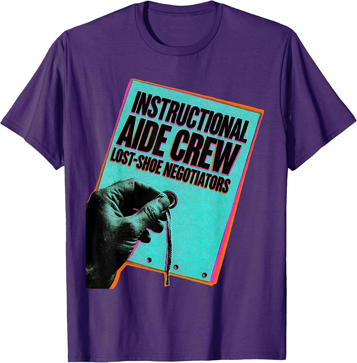Instructional Aide Crew Lost-Shoe Negotiators School Staff T-Shirt - Purple
