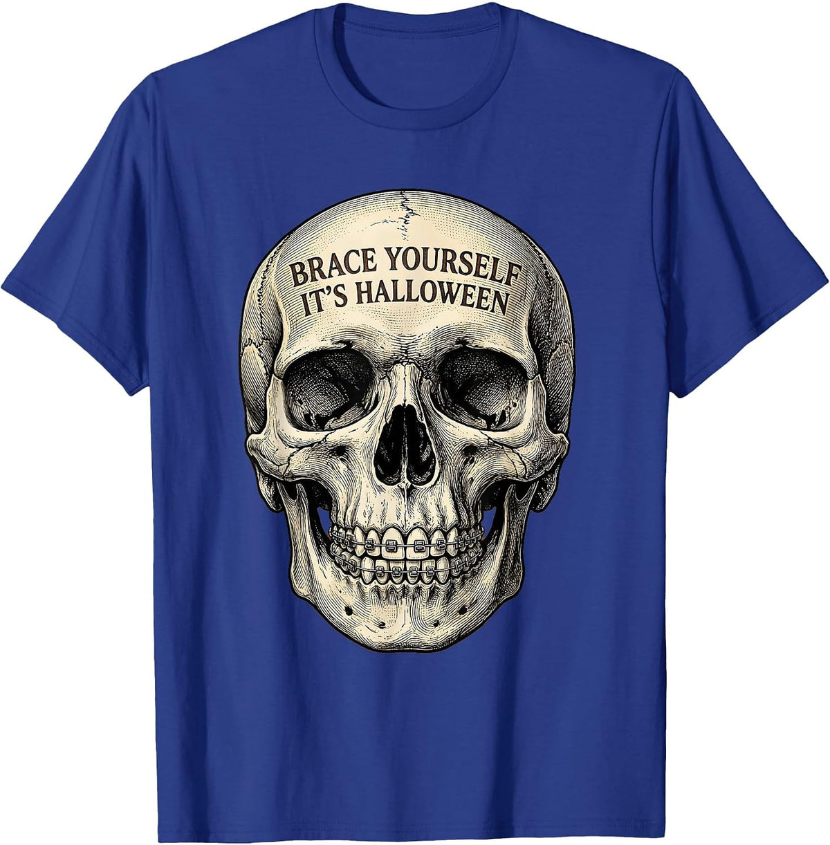 Brace Yourself It's Halloween Dental Design T-Shirt - Royal Blue
