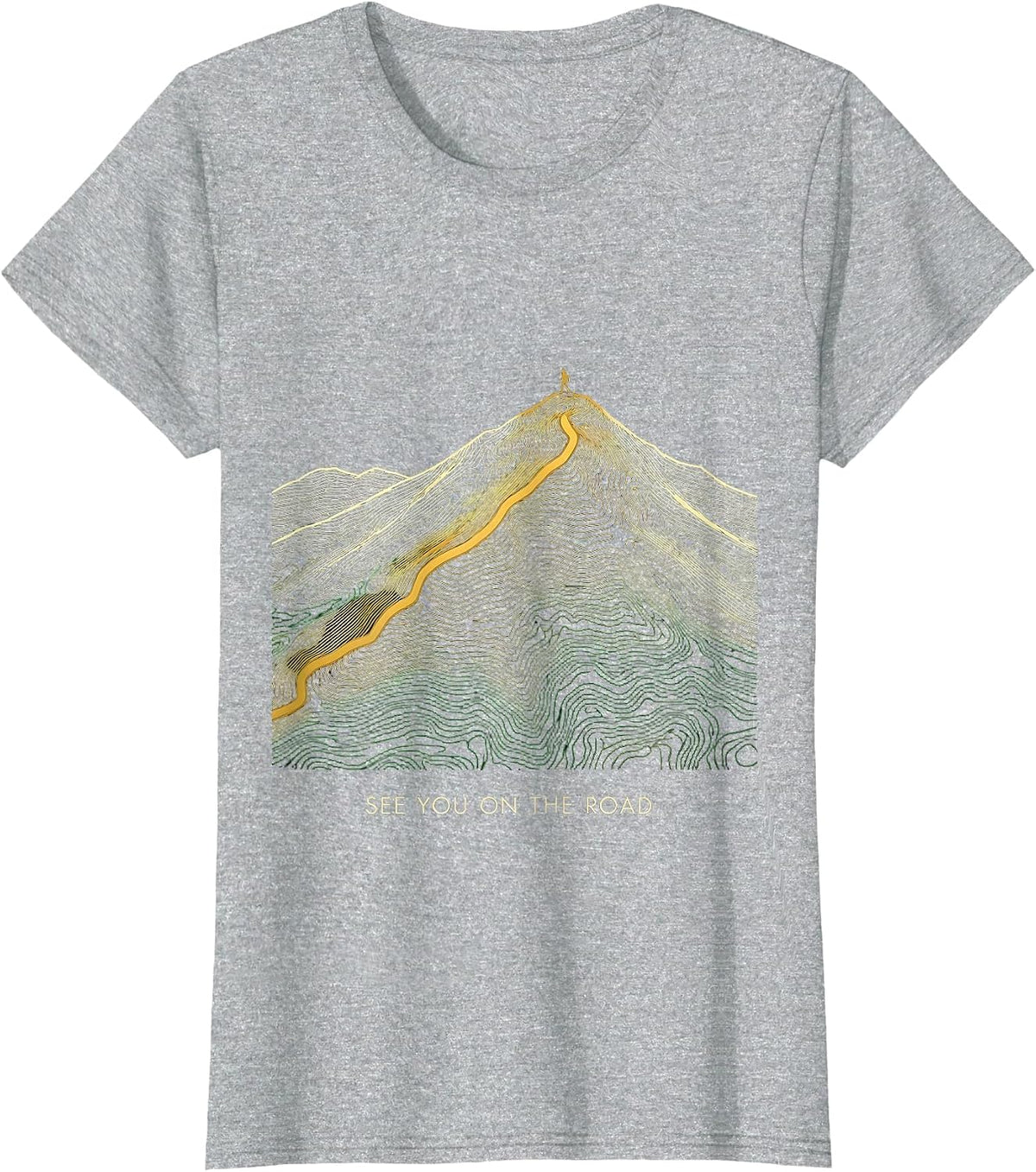 See You On The Road Topographic Contour Jamaican Carnival T-Shirt - Heather Grey