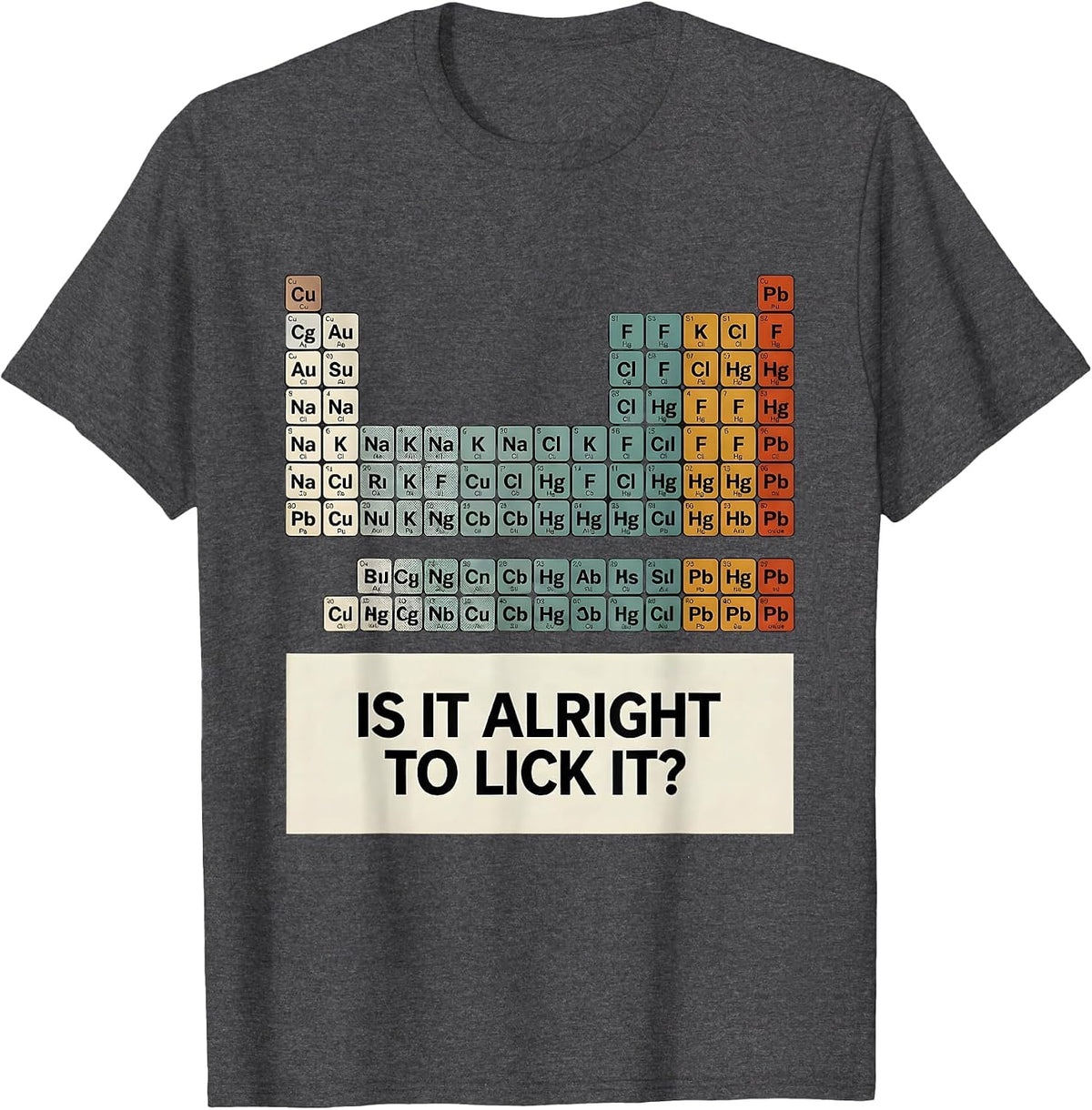 Men's Is It Alright To Lick It Funny Periodic Table Science T-Shirt - Dark Heather Grey