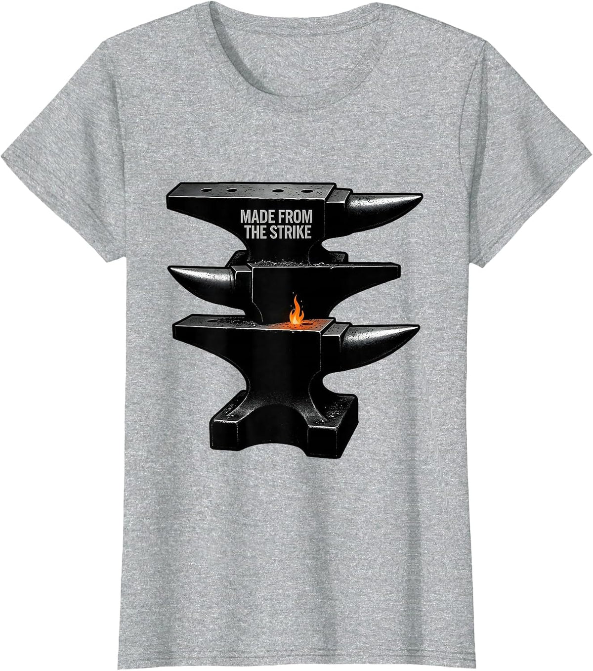 Made From The Strike Bold Blacksmith Anvil Streetwear Slogan T-Shirt - Heather Grey