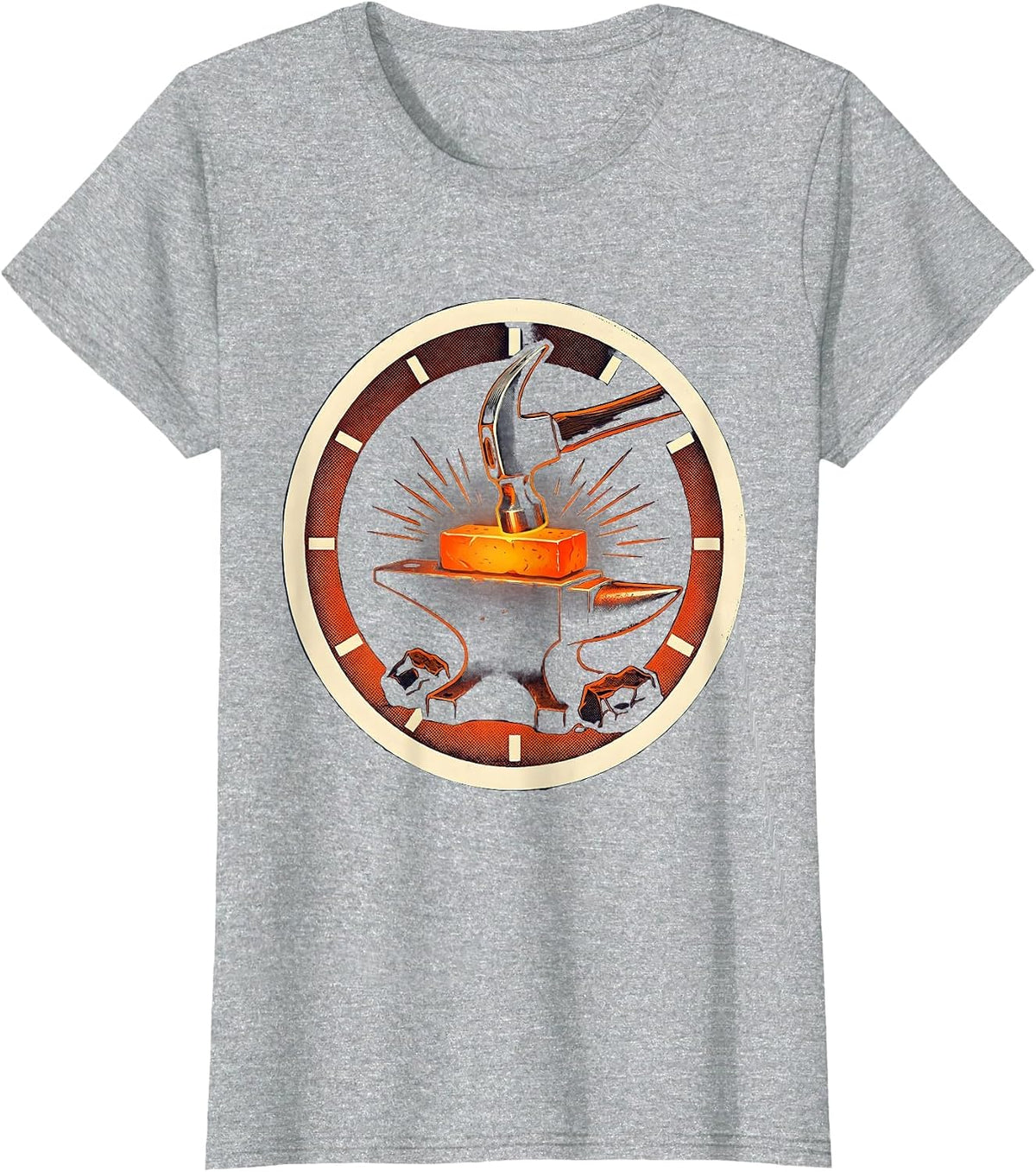 Women's Sealed Forge Hammer Anvil Screenprint Poster Blacksmith Gift T-Shirt - Heather Grey
