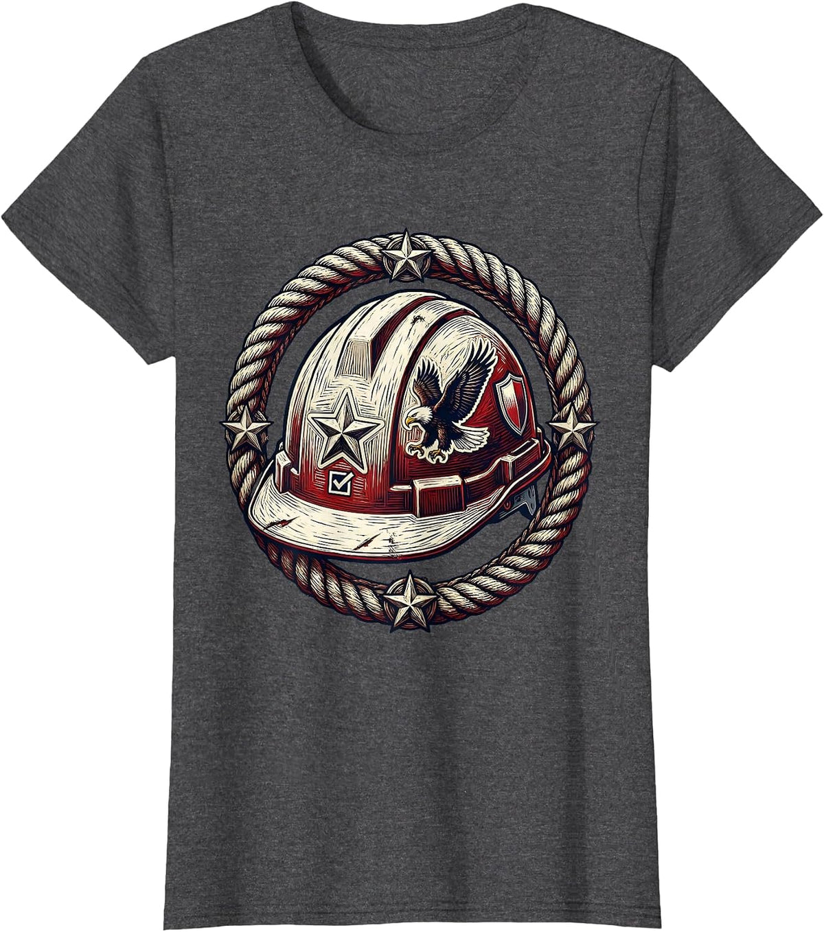 Women's Patriotic Hard Hat Voting Labor Day Graphic T-Shirt - Dark Heather Grey