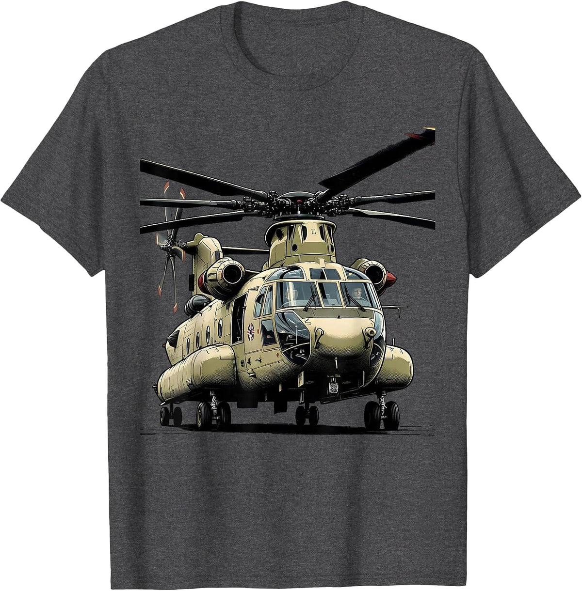 CH-53E Super Stallion Military Helicopter Veteran Tribute T-Shirt - Dark Heather Grey