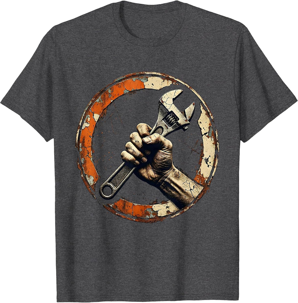 Blue Collar Wrench Grip Hard Worker Graphic T-Shirt - Dark Heather Grey