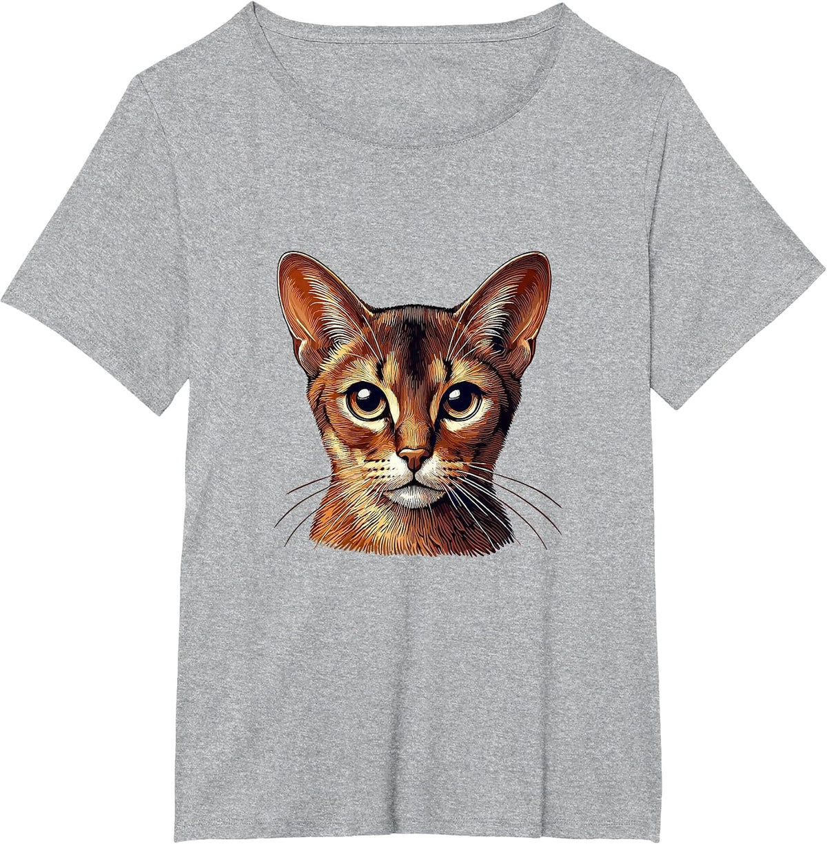 Cat Face - Abyssinian cat T-Shirt - Heather Grey