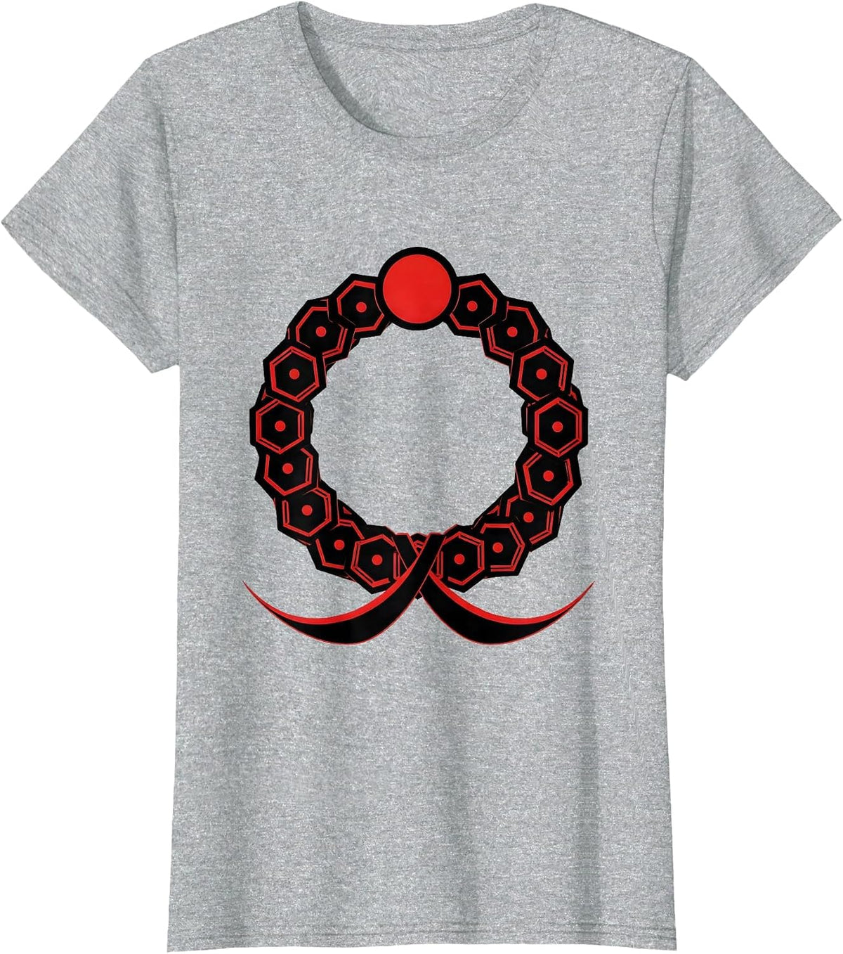 Circular Molecular Ring Geometric Science Nerd Humor T-Shirt - Heather Grey