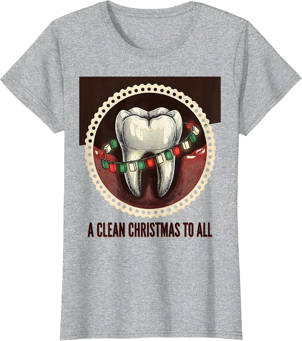 A Clean Christmas to All Vintage Dental Humor Dentist Gift T-Shirt - Heather Grey