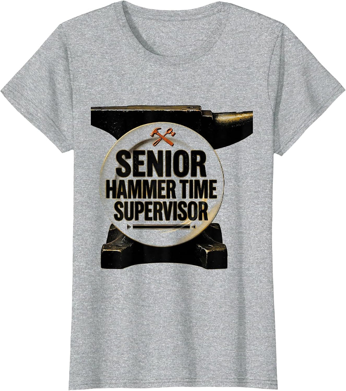 Senior Hammer Time Supervisor Funny Blacksmith Forge T-Shirt - Heather Grey