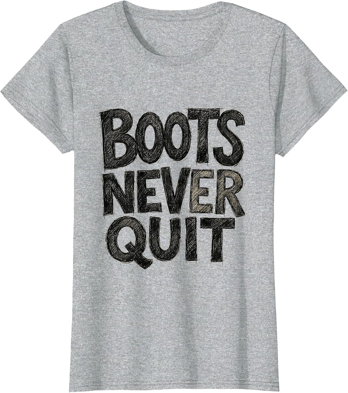 Women's Boots Never Quit Cowboy Western Design T-Shirt - Heather Grey