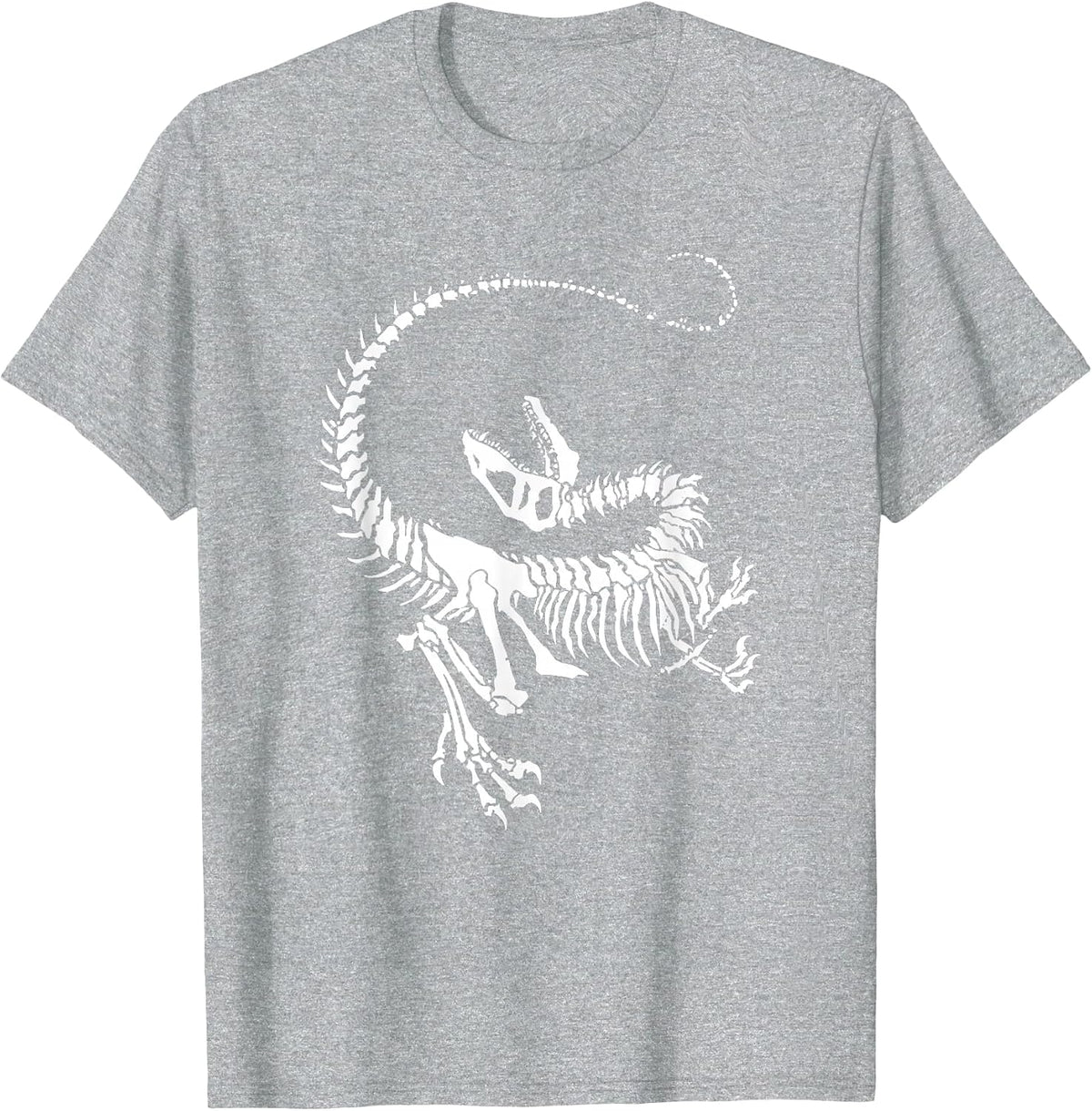 Velociraptor Dinosaur Fossil Skeleton Paleontology T-Shirt - Heather Grey