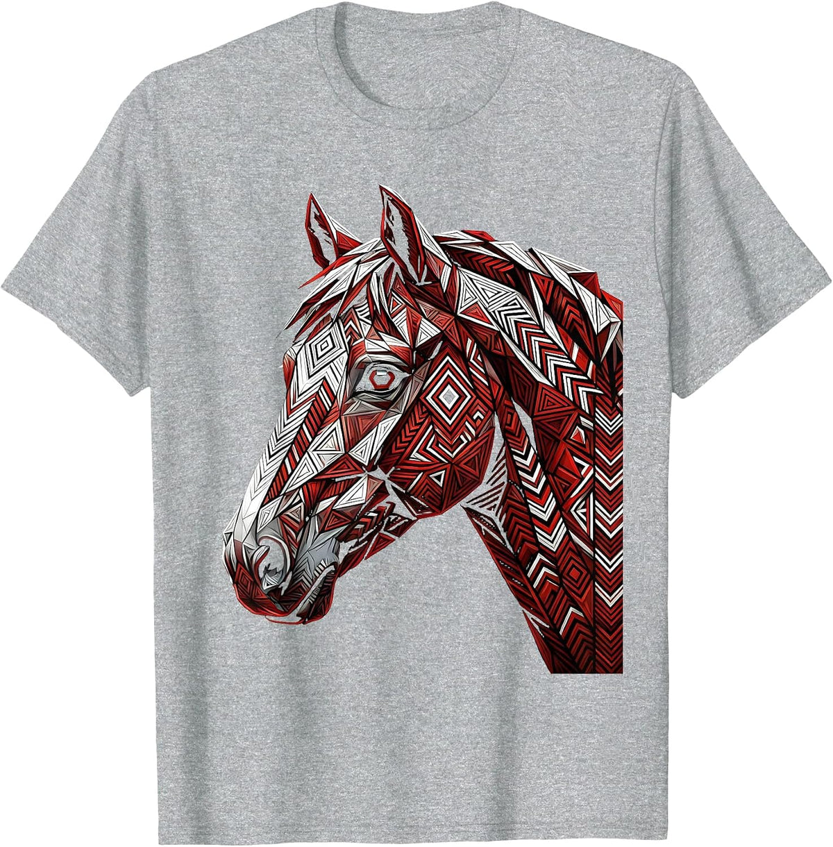 Men's Tribal Horse Head Profile Graphic Design T-Shirt - Heather Grey