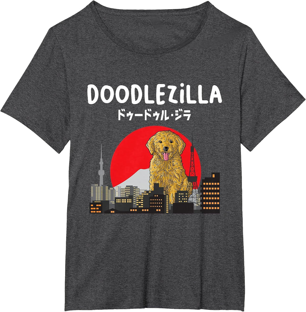 Doodlezilla - Funny Dog Goldendoodle Labradoodle T-Shirt - Dark Heather Grey