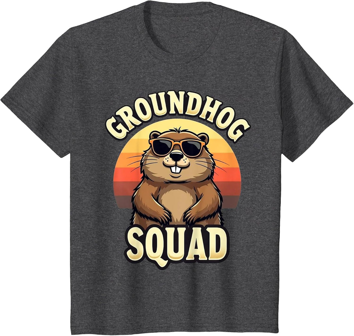Funny Groundhog Squad Happy Groundhog Day Celebration T-Shirt - Dark Heather Grey