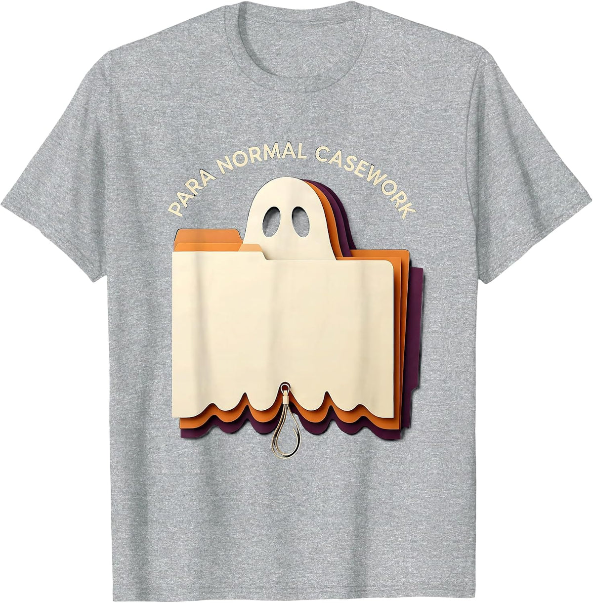 Men's Para Normal Casework Paper Cutout Ghost Paraeducator T-Shirt - Heather Grey