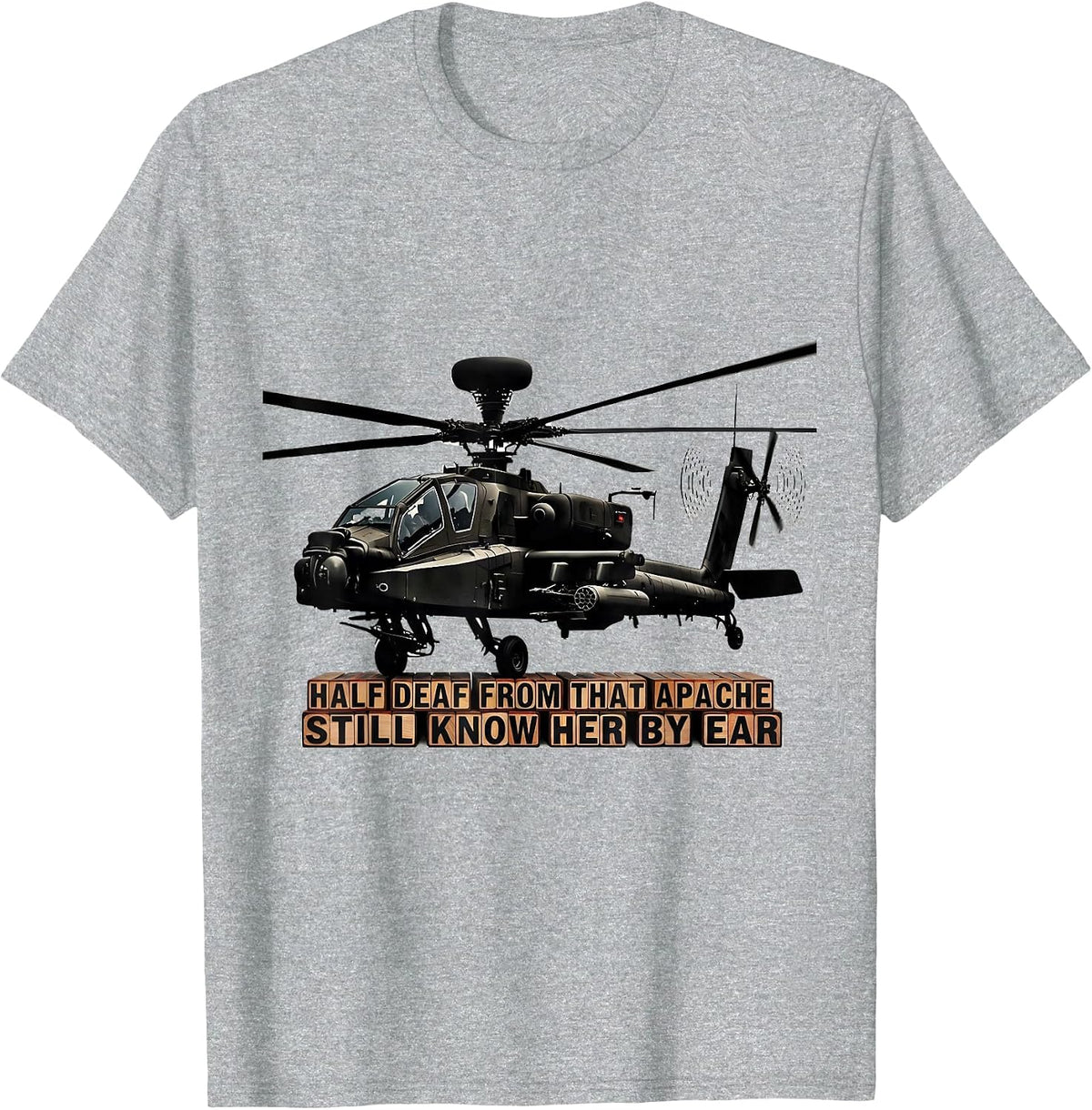 Men's Half Deaf From That Apache, Still Know Her By Ear Veteran T-Shirt - Heather Grey