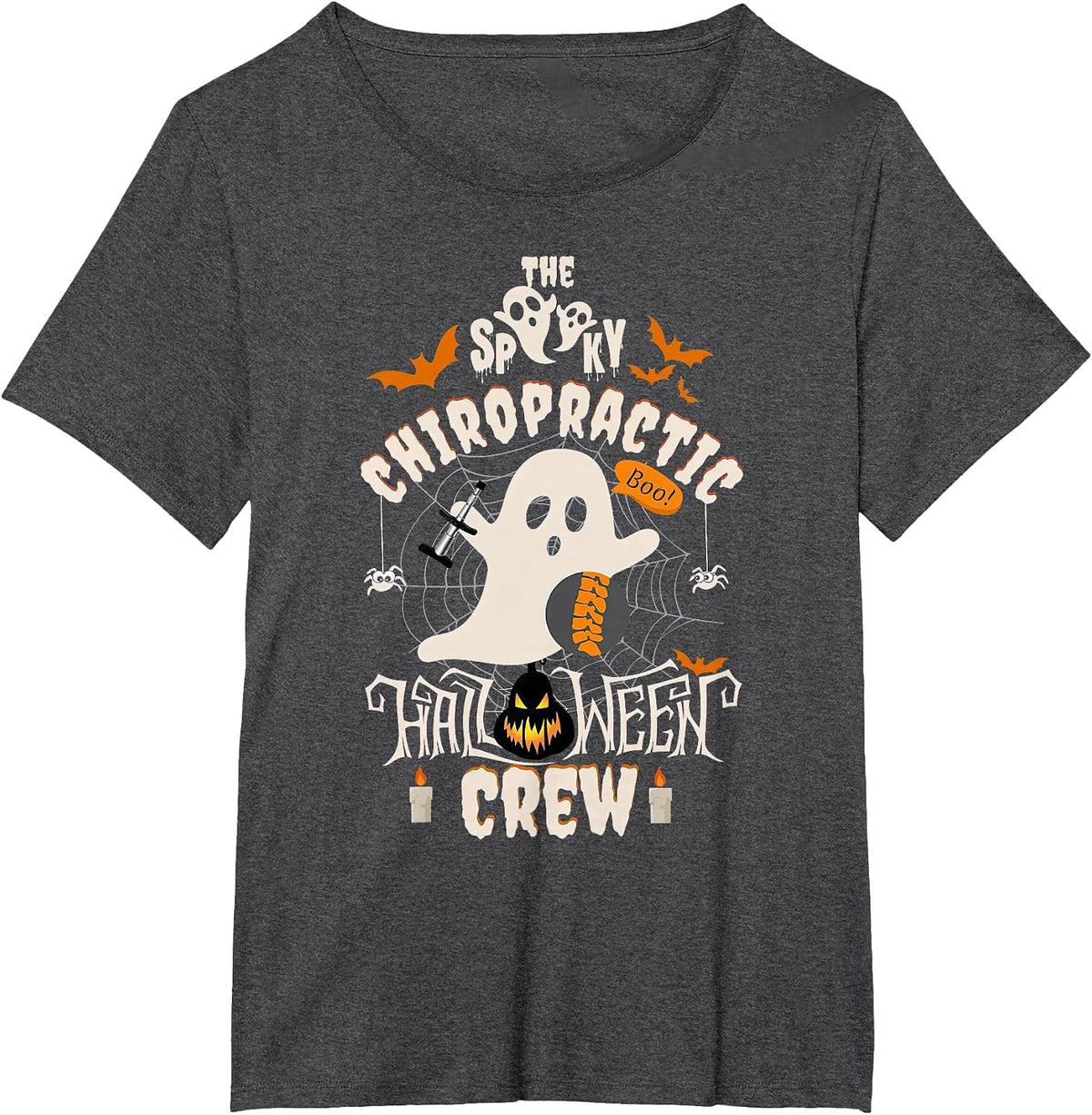 Spooky Chiropractic Halloween Crew Assistant Chiropractor T-Shirt - Dark Heather Grey