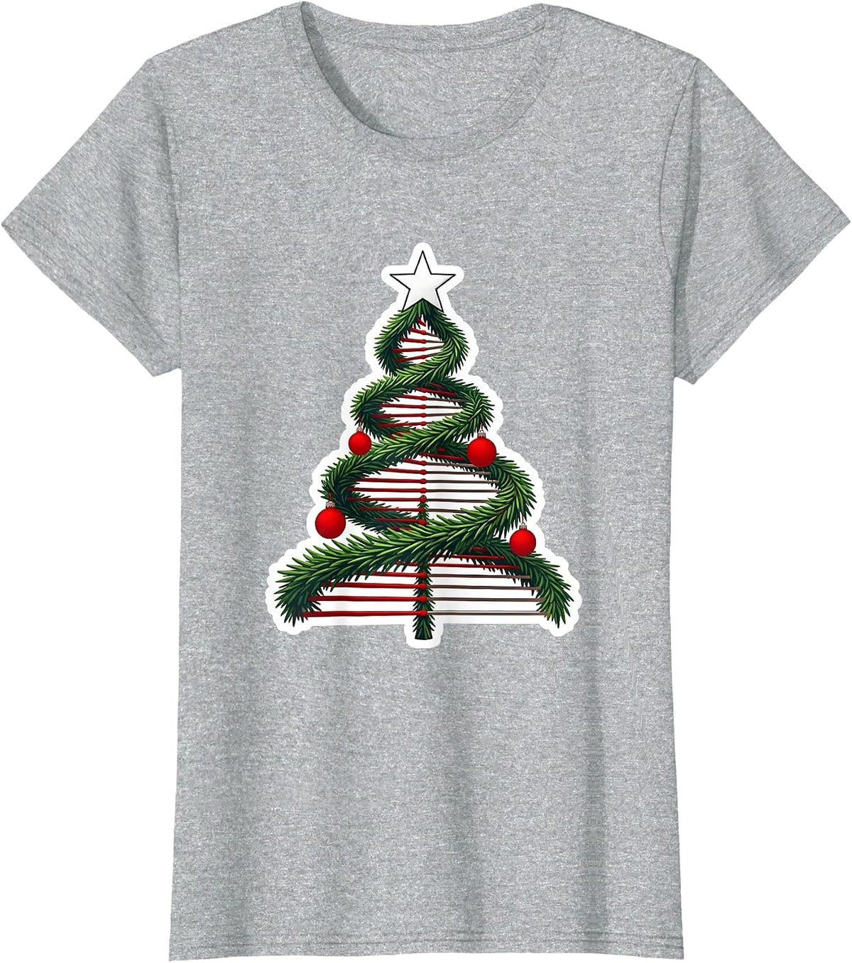 Women's DNA Helix Christmas Tree Science Teacher Humor T-Shirt - Heather Grey