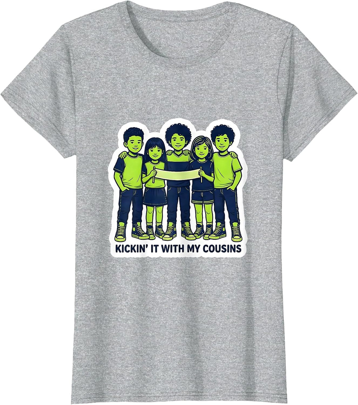 Kickin It With My Cousins Funny Family Reunion Matching T-Shirt - Heather Grey