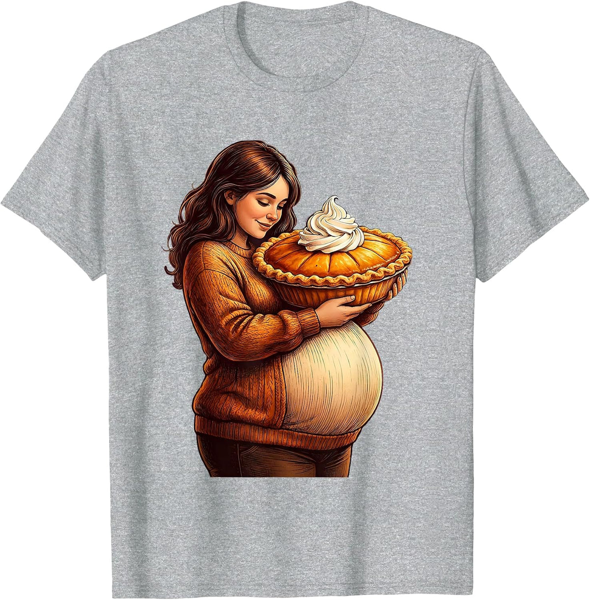 Men's Thanksgiving Pregnancy Pumpkin Pie Hugger T-Shirt - Heather Grey